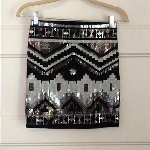 EXPRESS Aztec Sequined Skirt